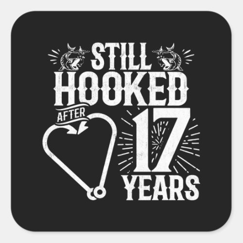 Cute 17th Anniversary Couples Married 17 Years Square Sticker