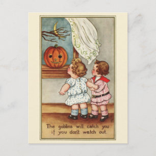Cute 1916 Children   Vintage Halloween Postcard