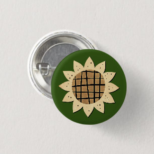Cute 1960s Vintage SunFlower Garden Green Button