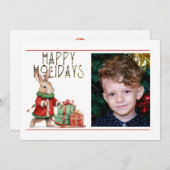 Cute 1 Photo HAPPY HOLIDAYS CHRISTMAS RABBIT Holiday Card (Front/Back)