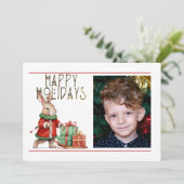 Cute 1 Photo HAPPY HOLIDAYS CHRISTMAS RABBIT Holiday Card (Standing Front)