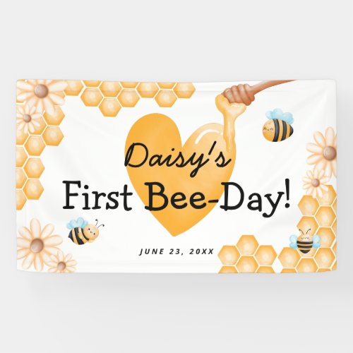 Cute 1st Bee_Day First Birthday  Banner