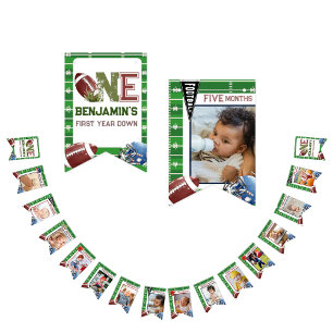 Cute 1st Birthday 12 Month Photo Milestone boy Bunting Flags