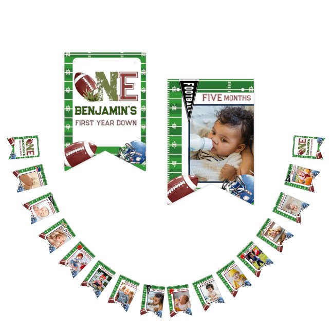 Cute 1st Birthday 12 Month Photo Milestone boy Bunting Flags (Creator Uploaded)