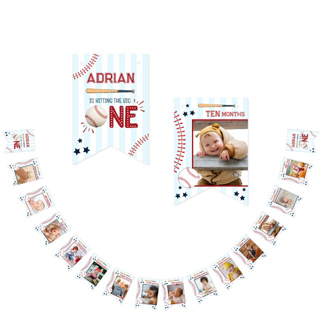 Cute 1st Birthday 12 Month Photo Milestone Bunting Bunting Flags (Creator Uploaded)