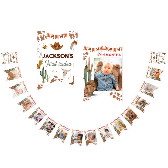 Cute 1st Birthday 12 Month Photo Milestone Bunting Flags (Creator Uploaded)