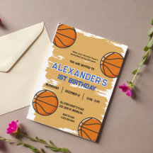 Cute 1st Birthday Basketball Bash Invitation