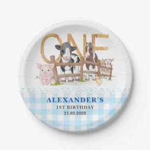 Cute 1st Birthday Farm Animals Barnyard Kids Paper Plates