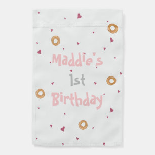 Cute 1st Birthday LOVE & BAGELS Personalised Kids  Garden Flag