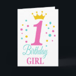 Cute 1st Birthday Princess Crown Birthday Girl Card<br><div class="desc">Cute 1st Birthday Princess Crown Birthday Girl Card</div>