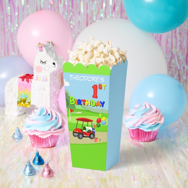 Cute 1st Birthday Red Golf Cart Boy's Favor Boxes (Party)