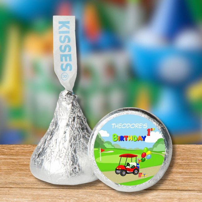 Cute 1st Birthday Red Golf Cart Boy's Hershey®'s Kisses® (Creator Uploaded)