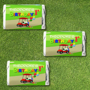 Cute 1st Birthday Red Golf Cart Boy's Hershey's Miniatures