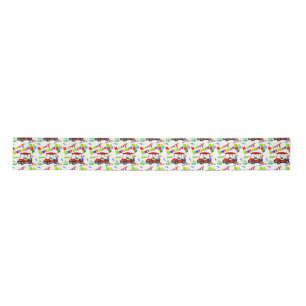 Cute 1st Birthday Red Golf Cart Boy's Satin Ribbon