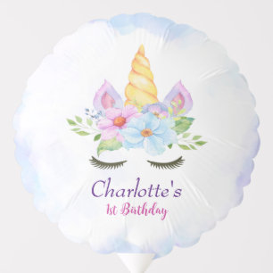 Cute 1st Birthday Unicorn-Themed Party Balloon