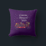 Cute 1st Christmas Married 2025 Tandem Bicycle  Throw Pillow<br><div class="desc">Celebrate your very first holiday season as a married couple with this charming and festive design! Commemorate your "1st Christmas Married 2025" with a unique keepsake that you'll cherish for years to come. This adorable design features a beautifully illustrated red tandem bicycle, symbolizing your new journey together. The bike is...</div>