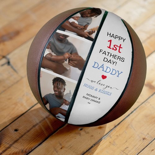 Cute 1st Fathers Day Daddy Photo Collage Basketball