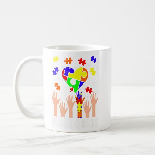 Cute 1st Grade Heart Autism Awareness Back To Scho Coffee Mug