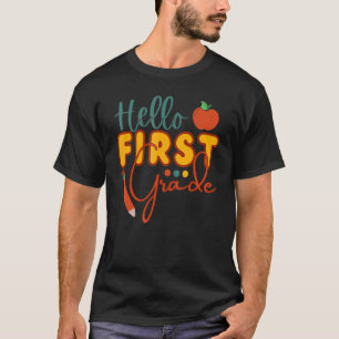 Cute 1st Grade Kids Back To School Hello First Gra T-Shirt