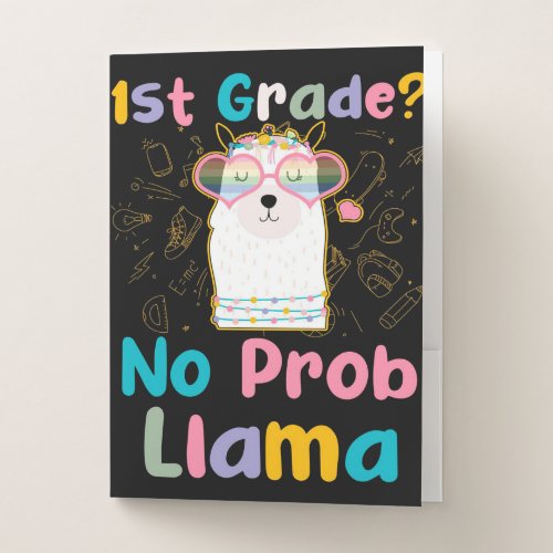 Cute 1st Grade Llama  Kid Pocket Folder