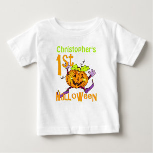 Cute 1st Halloween Pumpkin Custom Baby T-Shirt