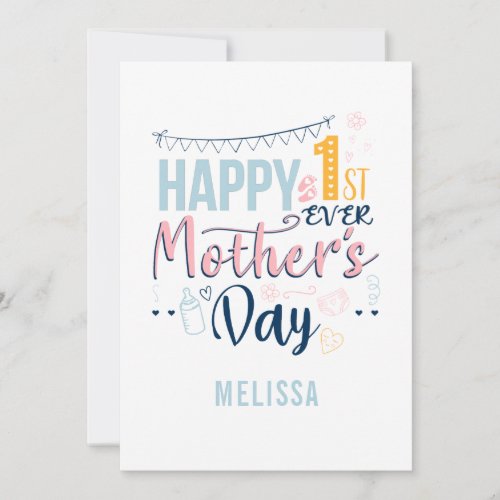 Cute 1st Mothers Day Personalized  Holiday Card