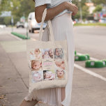 Cute 1st Mother's Day Photo Tote Bag<br><div class="desc">Cute personalized mothers day tote bag featuring 8 family photos of the child,  the cute saying "happy 1st mother's day mommy with love",  a pink heart,  and the child's name.</div>