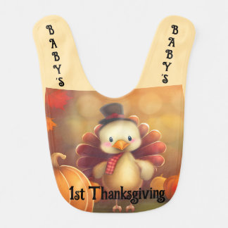 Cute 1ST Thanksgiving Turkey Baby Bib