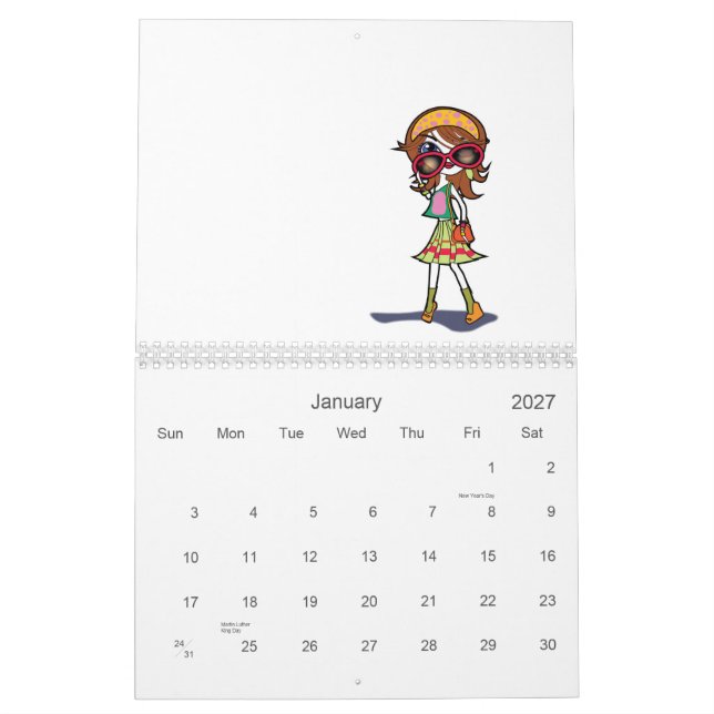 Cute 2012 calendar (Jan 2027)