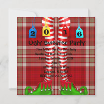 Cute 2016 Elf Stocking Ugly Sweater Party Invite