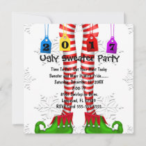 Cute 2017 Elf Stocking Ugly Sweater Party Invite