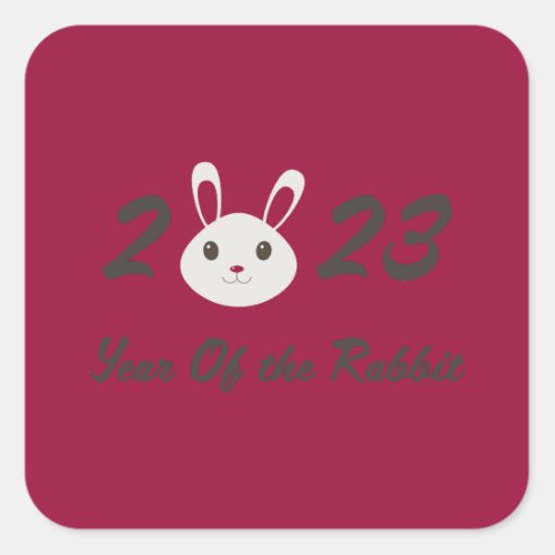 Cute 2023 Year of the Rabbit Square Sticker