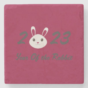 Cute 2023 Year of the Rabbit Stone Coaster