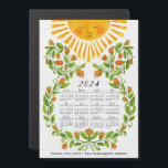 Cute 2024 Calendar Magnet Family Name Cute Sun<br><div class="desc">This cute 2024 calendar is easy to personalize with your message and Family name using the template text. Let the cheerful sun and flowers artwork remind you and your loved ones to thrive, flourish, shine, be kind, stay positive, and about all the best things you want and can do. It's...</div>