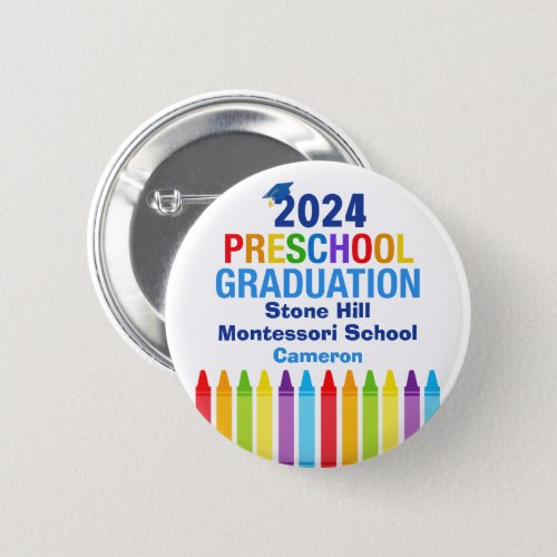 Cute 2024 Preschool Graduation Customizable Button