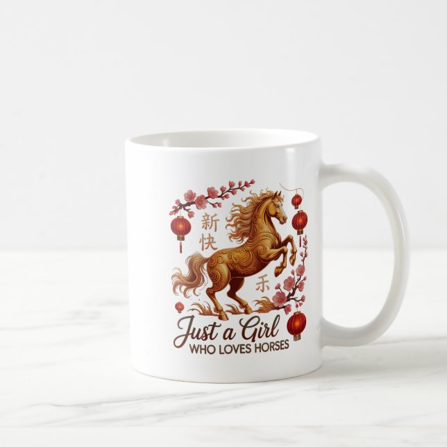 Cute 2026 Just Girl Who Loves Horses Zodiac Life F Coffee Mug (Right)