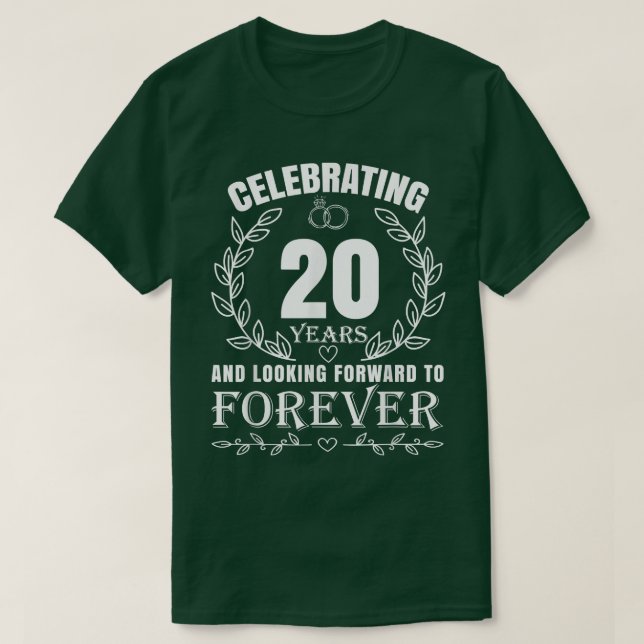 Cute 20th Wedding Anniversary for Couples Married  T-Shirt (Design Front)