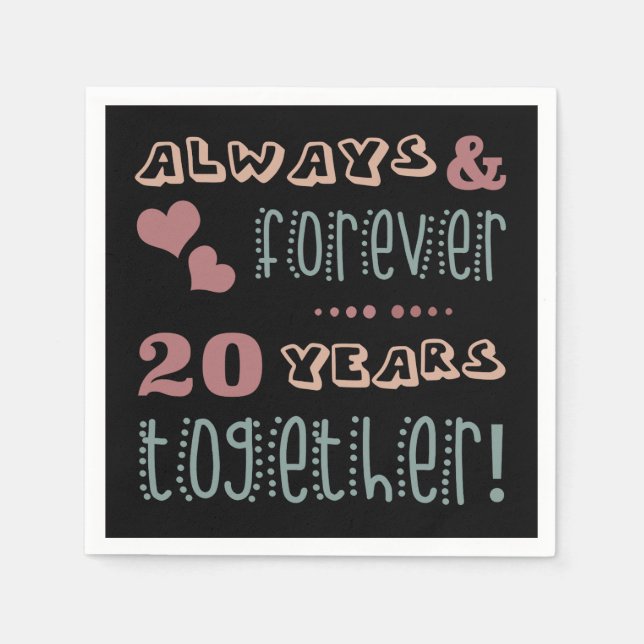 Cute 20th Wedding Anniversary Napkins (Front)