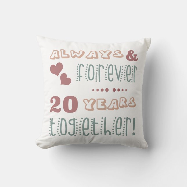 Cute 20th Wedding Anniversary Throw Pillow (Front)
