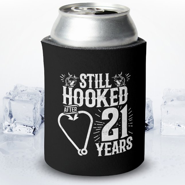 Cute 21st Anniversary Couples Married 21 Years Can Cooler (Creator Uploaded)