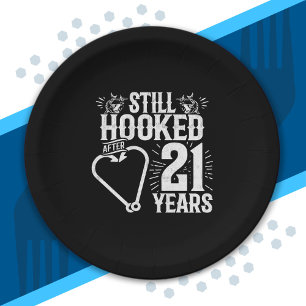 Cute 21st Anniversary Couples Married 21 Years Paper Plates