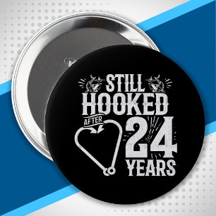 Cute 24th Anniversary Couples Married 24 Years Button