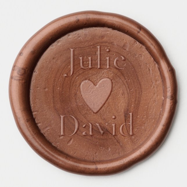 Cute 2 Names Love Heart Wedding Wax Seal Sticker (Front)