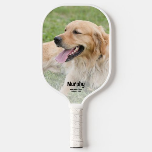 Cute 2 Pet Photo White Overlay Personalized Custom Pickleball Paddle