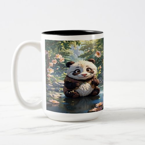 Cute 2 pic of Panda gardening Flowers  Two_Tone Coffee Mug