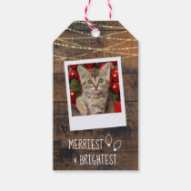 Cute 2-Sided Photo Christmas Merry &amp; Bright Rustic Gift Tags