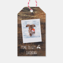 Cute 2-Sided Reindeer Icon Rustic Wood Photo Gift Tags