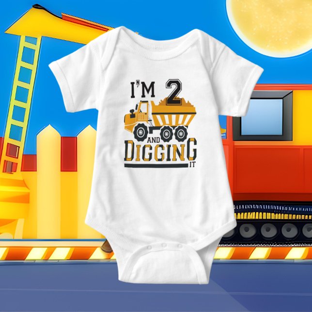 cute 2nd Birthday construction dump truck  Baby Bodysuit (Creator Uploaded)