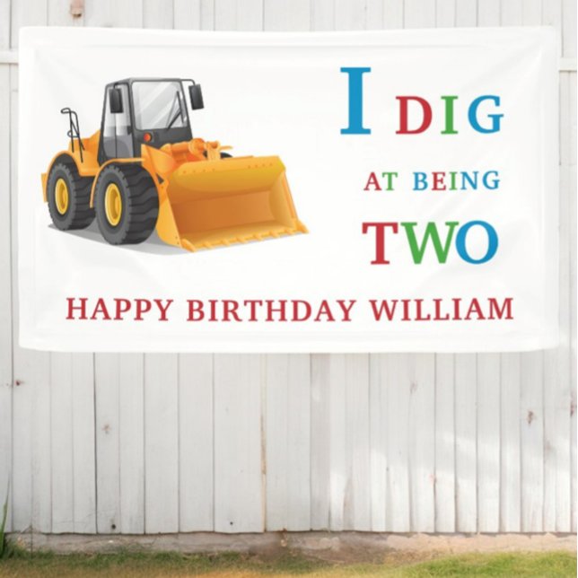 Cute 2nd birthday digger themed  banner (Creator Uploaded)