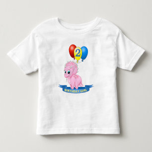 Cute 2nd Birthday Girl Pink Baby Triceratops Dino Toddler T-shirt